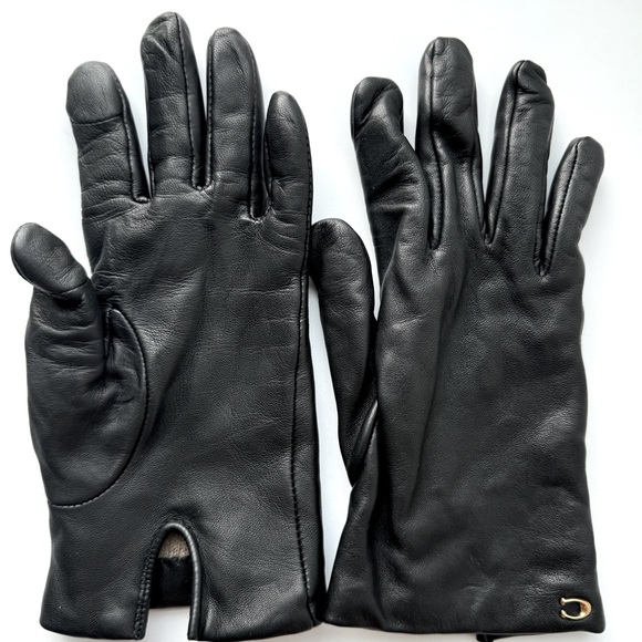 Black Signature Coach Leather Tech Gloves - Picture 2 of 2